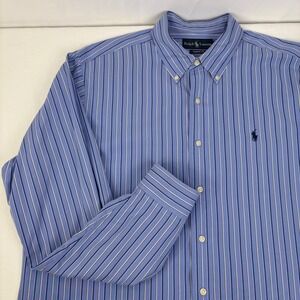 Ralph Lauren Classic Fit Mens Blue White Striped Cotton Button Down Shirt XL